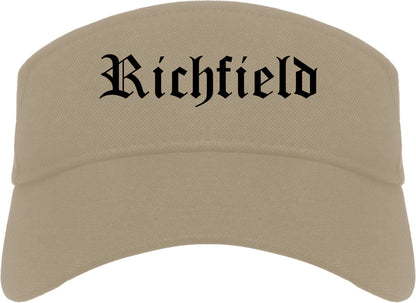 Richfield Utah UT Old English Mens Visor Cap Hat Khaki