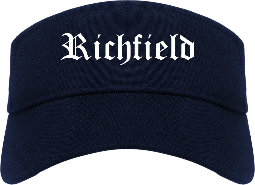 Richfield Utah UT Old English Mens Visor Cap Hat Navy Blue