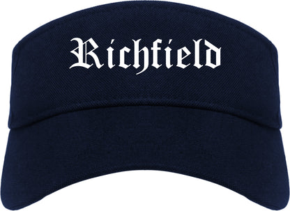 Richfield Utah UT Old English Mens Visor Cap Hat Navy Blue