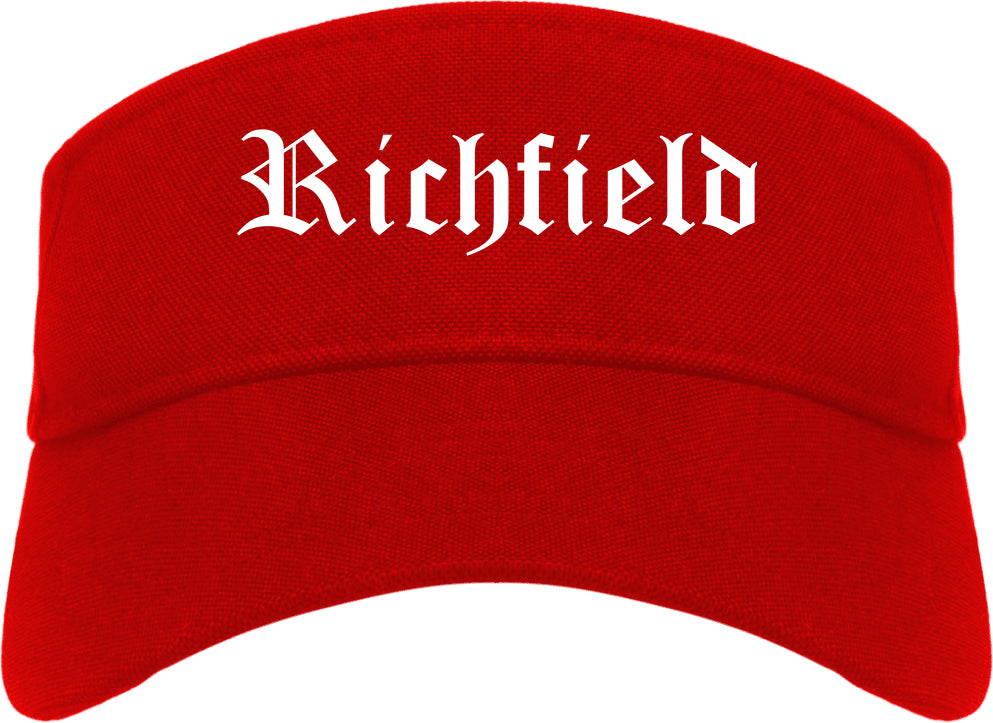 Richfield Utah UT Old English Mens Visor Cap Hat Red