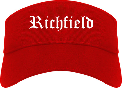 Richfield Utah UT Old English Mens Visor Cap Hat Red