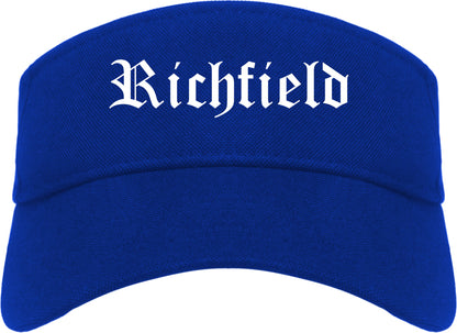 Richfield Utah UT Old English Mens Visor Cap Hat Royal Blue