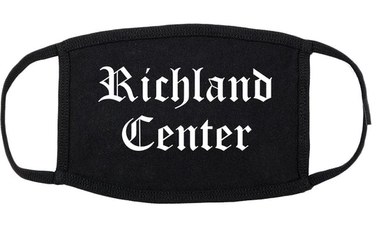Richland Center Wisconsin WI Old English Cotton Face Mask Black