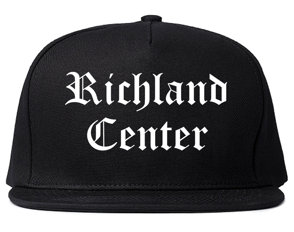 Richland Center Wisconsin WI Old English Mens Snapback Hat Black
