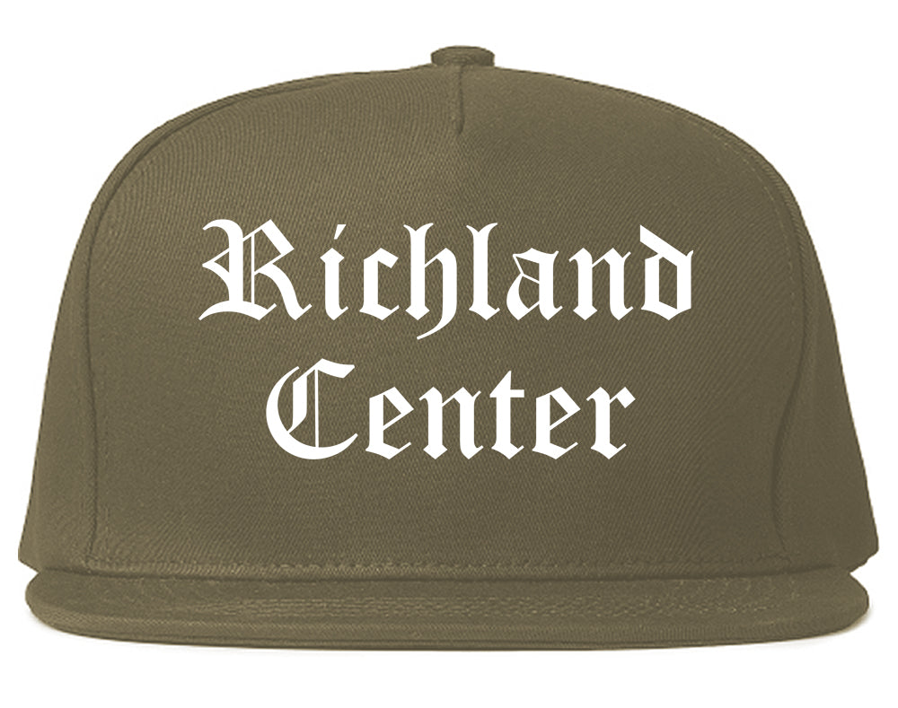 Richland Center Wisconsin WI Old English Mens Snapback Hat Grey