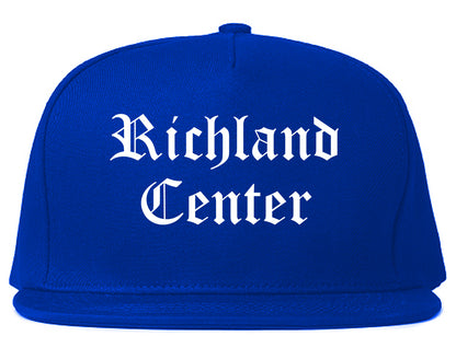 Richland Center Wisconsin WI Old English Mens Snapback Hat Royal Blue