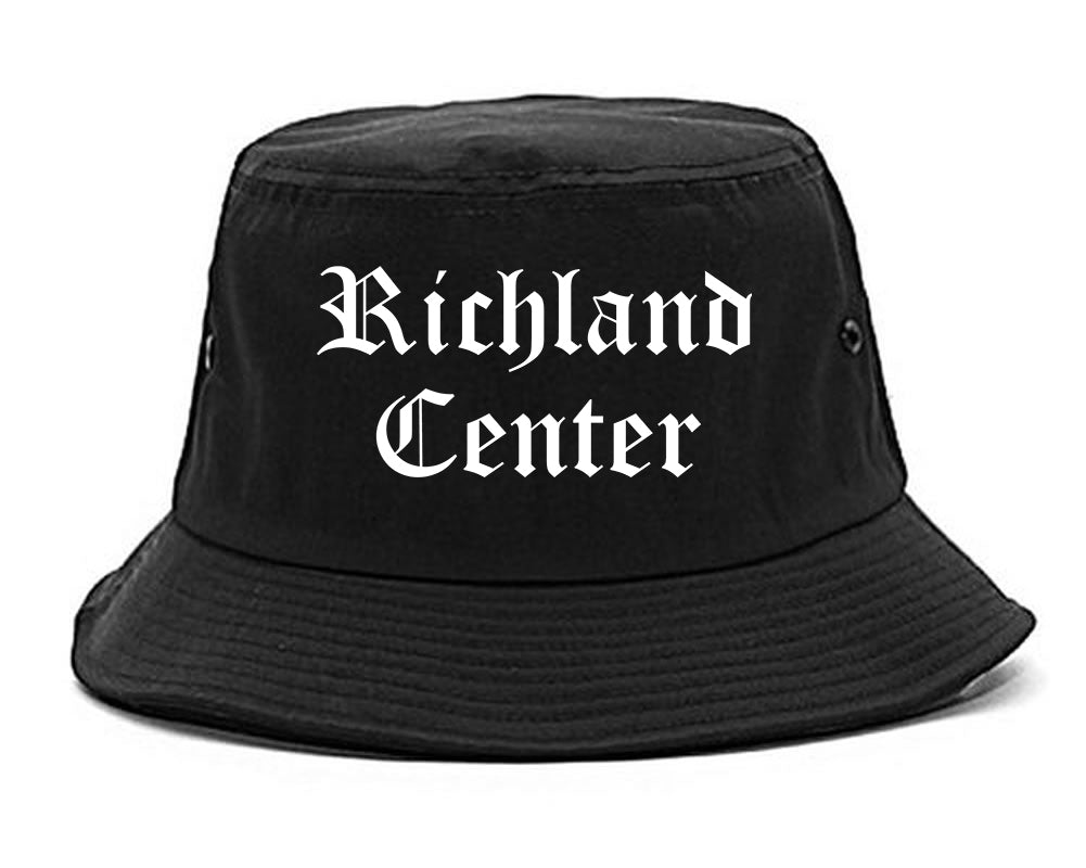 Richland Center Wisconsin WI Old English Mens Bucket Hat Black