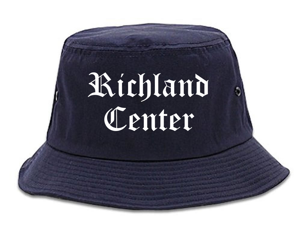 Richland Center Wisconsin WI Old English Mens Bucket Hat Navy Blue
