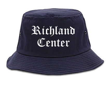 Richland Center Wisconsin WI Old English Mens Bucket Hat Navy Blue