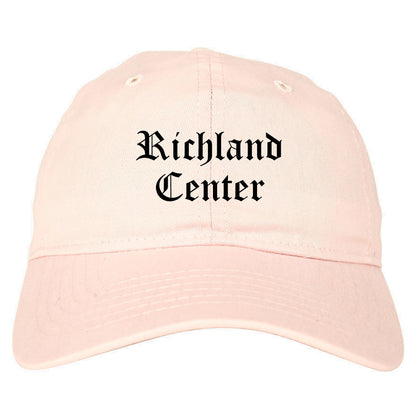 Richland Center Wisconsin WI Old English Mens Dad Hat Baseball Cap Pink