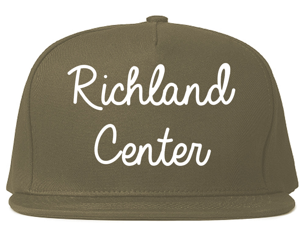 Richland Center Wisconsin WI Script Mens Snapback Hat Grey
