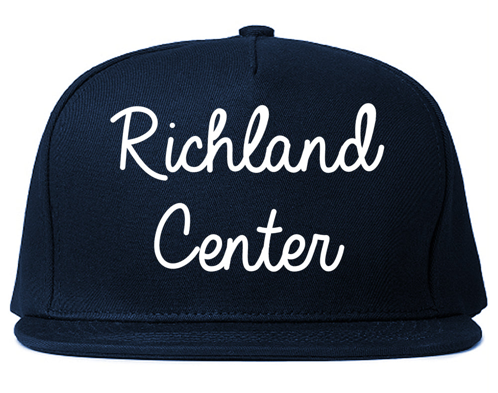 Richland Center Wisconsin WI Script Mens Snapback Hat Navy Blue