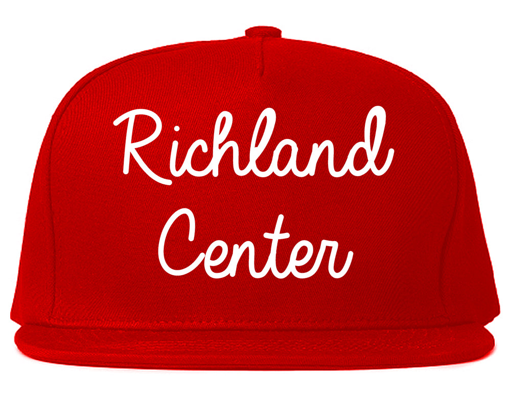 Richland Center Wisconsin WI Script Mens Snapback Hat Red