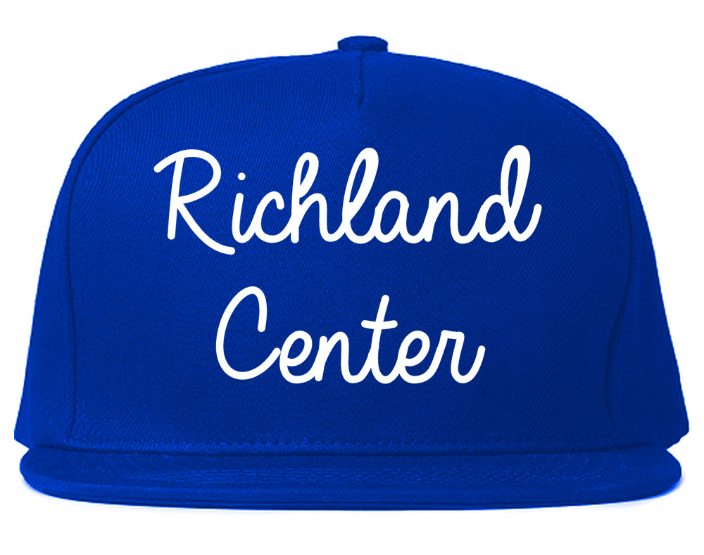 Richland Center Wisconsin WI Script Mens Snapback Hat Royal Blue