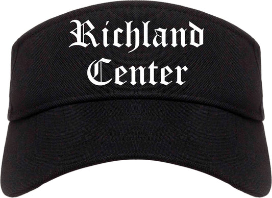 Richland Center Wisconsin WI Old English Mens Visor Cap Hat Black