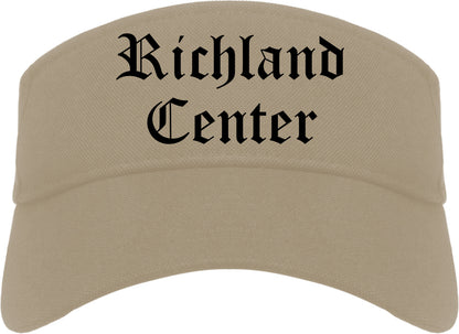 Richland Center Wisconsin WI Old English Mens Visor Cap Hat Khaki
