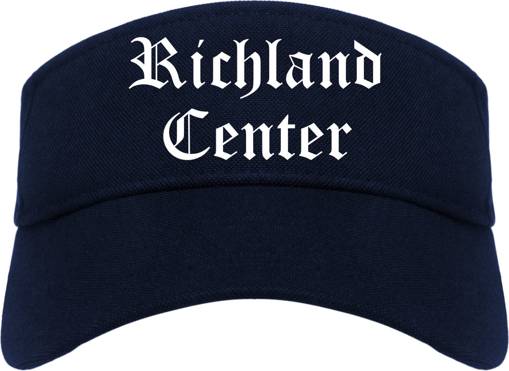 Richland Center Wisconsin WI Old English Mens Visor Cap Hat Navy Blue