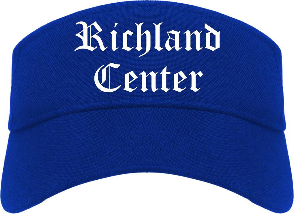 Richland Center Wisconsin WI Old English Mens Visor Cap Hat Royal Blue