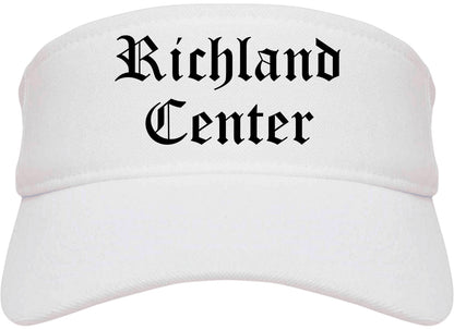 Richland Center Wisconsin WI Old English Mens Visor Cap Hat White