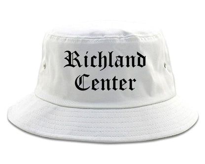 Richland Center Wisconsin WI Old English Mens Bucket Hat White
