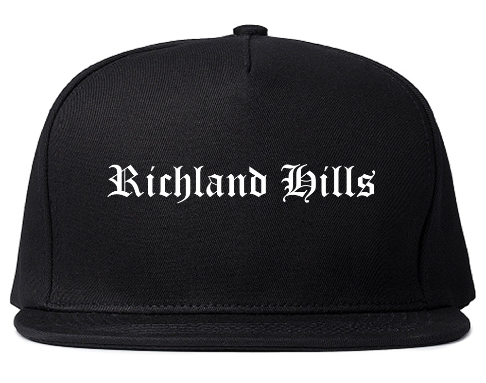 Richland Hills Texas TX Old English Mens Snapback Hat Black
