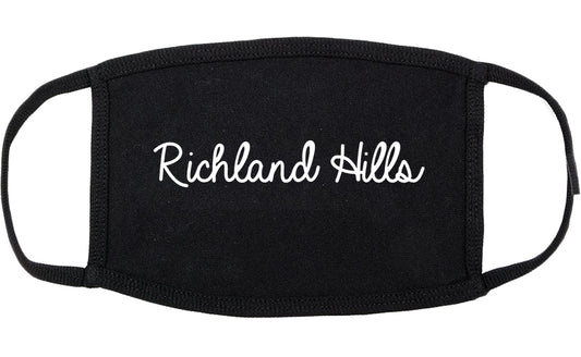 Richland Hills Texas TX Script Cotton Face Mask Black