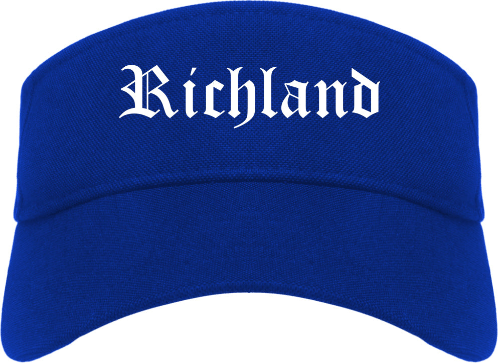 Richland Mississippi MS Old English Mens Visor Cap Hat Royal Blue