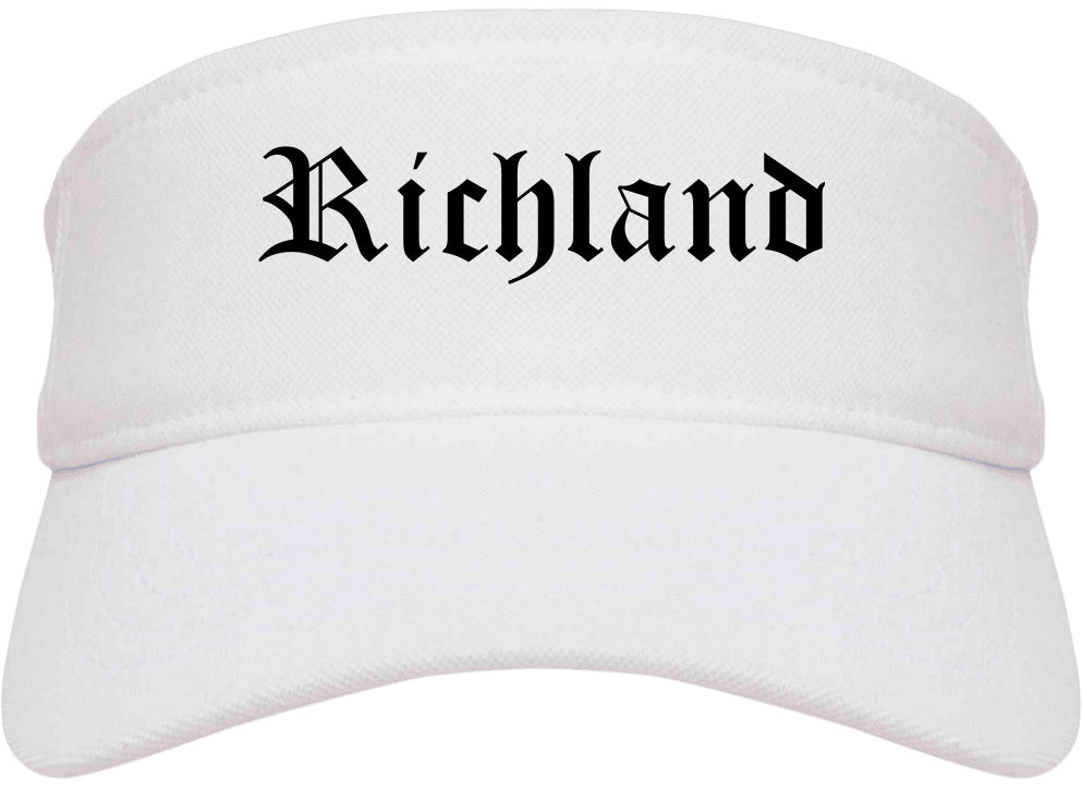 Richland Mississippi MS Old English Mens Visor Cap Hat White