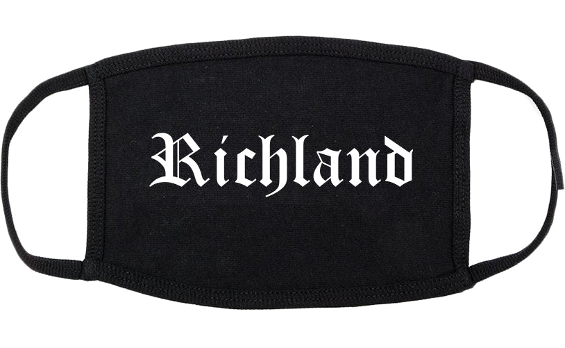Richland Washington WA Old English Cotton Face Mask Black