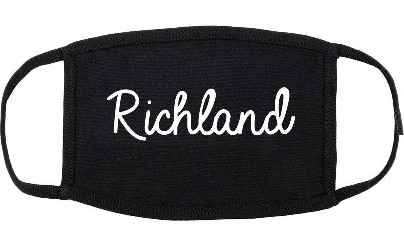 Richland Washington WA Script Cotton Face Mask Black