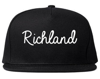 Richland Washington WA Script Mens Snapback Hat Black