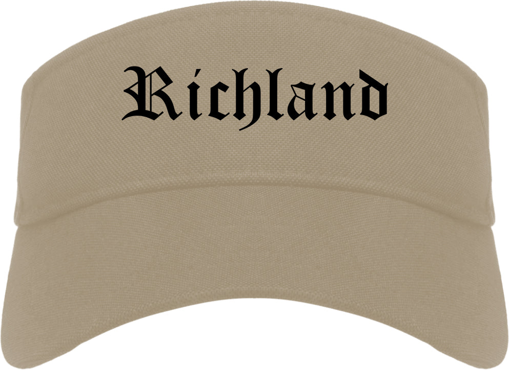 Richland Washington WA Old English Mens Visor Cap Hat Khaki