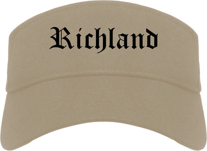 Richland Washington WA Old English Mens Visor Cap Hat Khaki