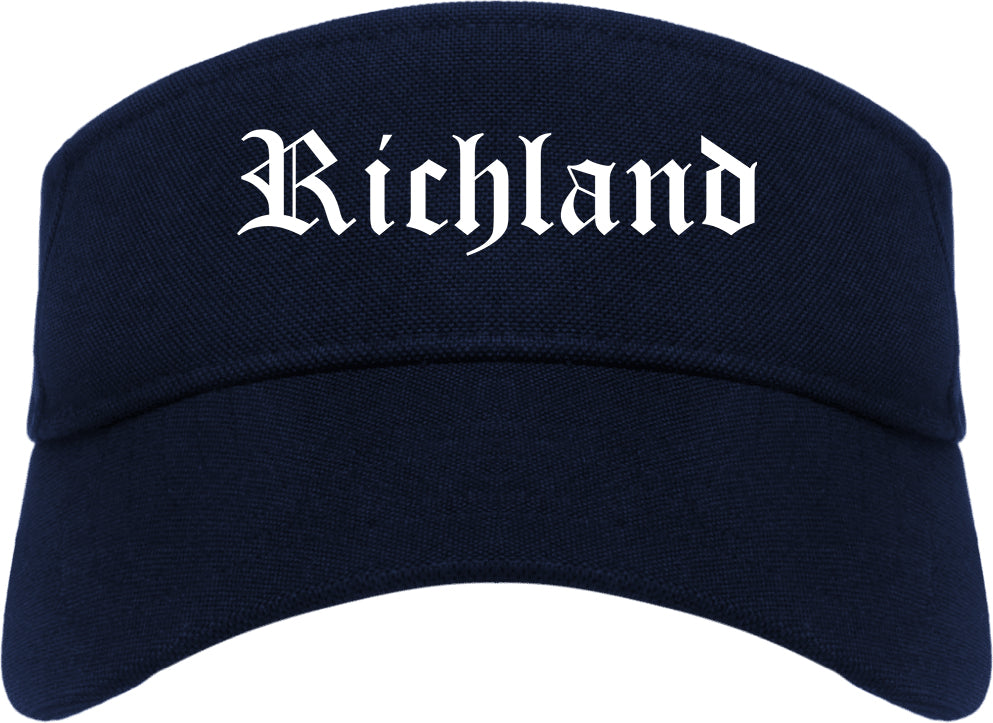 Richland Washington WA Old English Mens Visor Cap Hat Navy Blue
