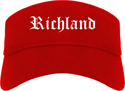 Richland Washington WA Old English Mens Visor Cap Hat Red
