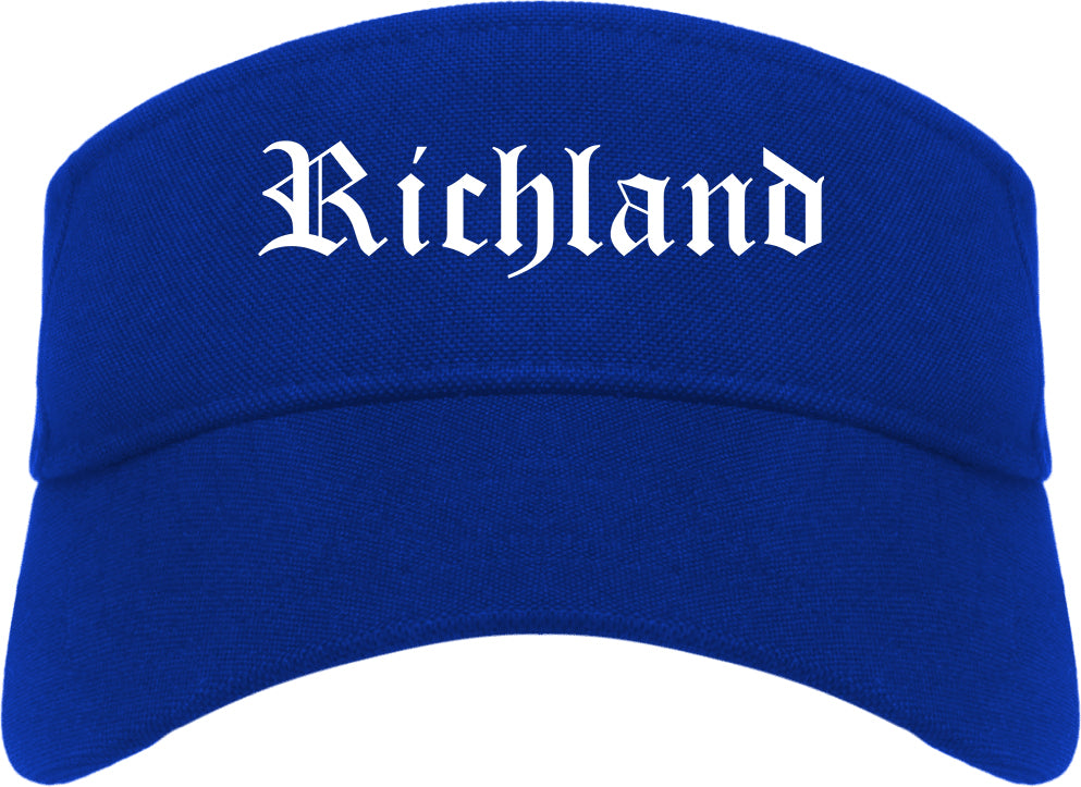 Richland Washington WA Old English Mens Visor Cap Hat Royal Blue