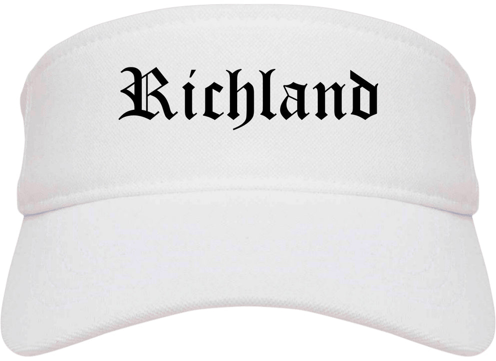 Richland Washington WA Old English Mens Visor Cap Hat White