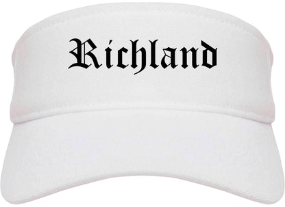 Richland Washington WA Old English Mens Visor Cap Hat White