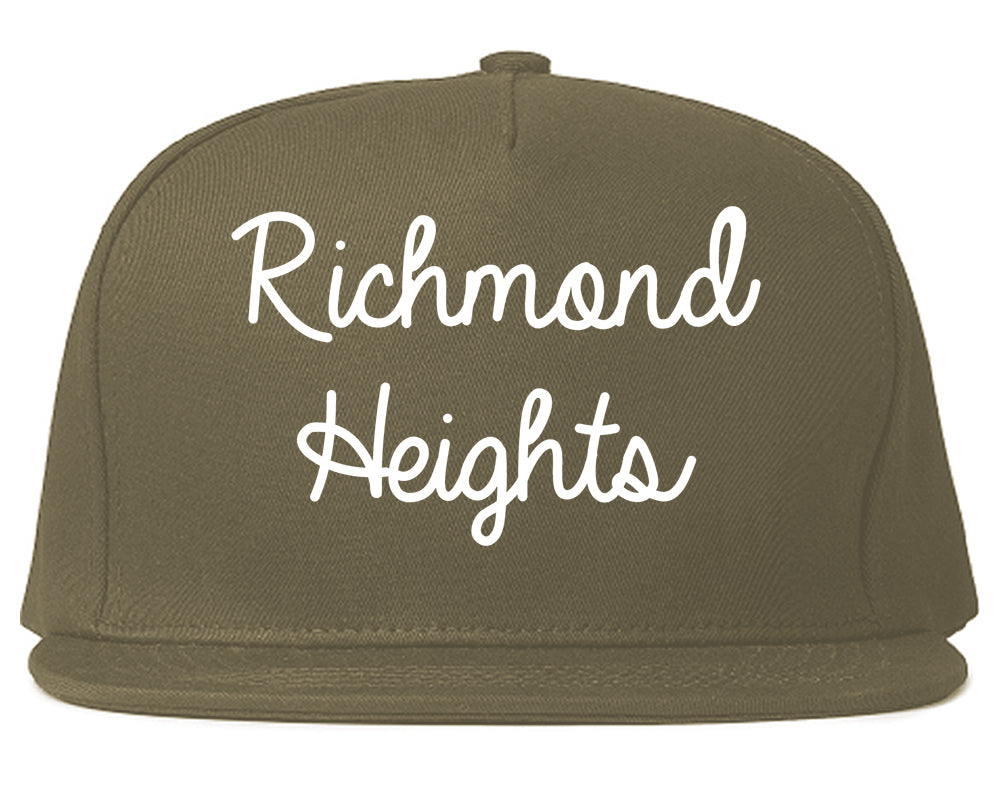 Richmond Heights Ohio OH Script Mens Snapback Hat Grey