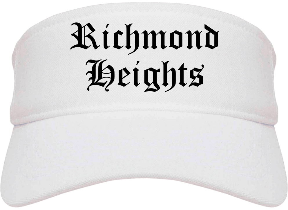 Richmond Heights Ohio OH Old English Mens Visor Cap Hat White