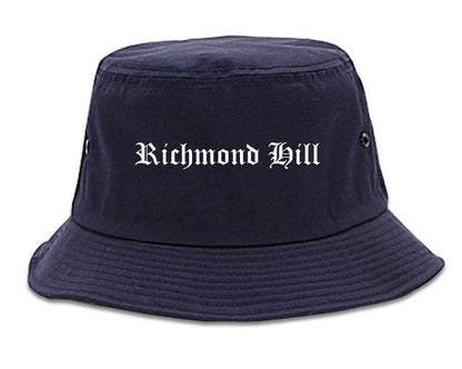 Richmond Hill Georgia GA Old English Mens Bucket Hat Navy Blue