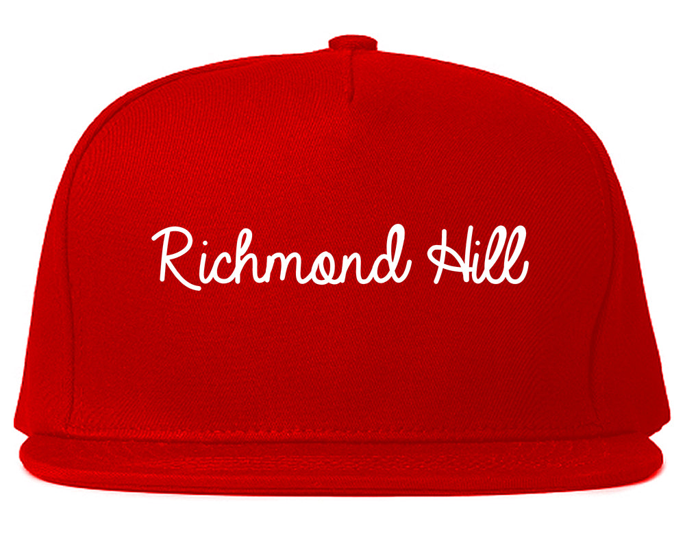 Richmond Hill Georgia GA Script Mens Snapback Hat Red