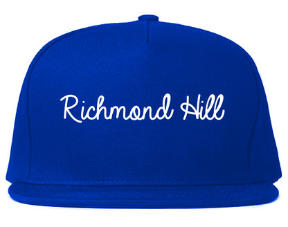 Richmond Hill Georgia GA Script Mens Snapback Hat Royal Blue
