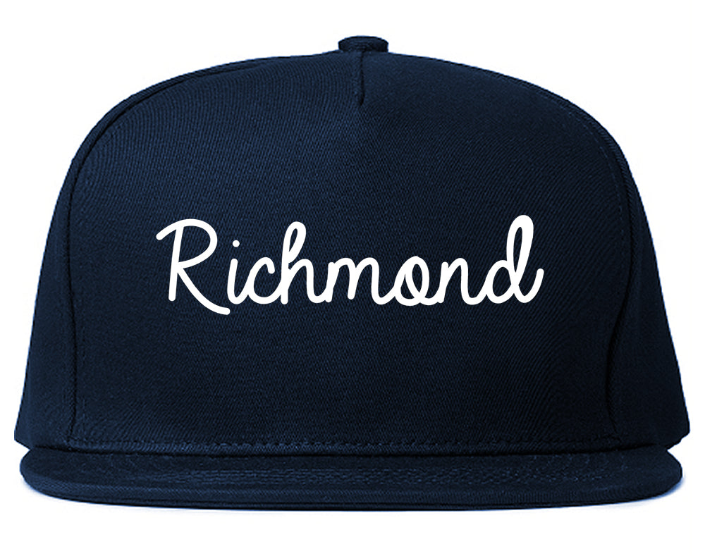 Richmond Indiana IN Script Mens Snapback Hat Navy Blue