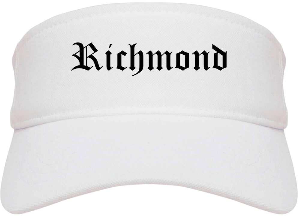 Richmond Indiana IN Old English Mens Visor Cap Hat White