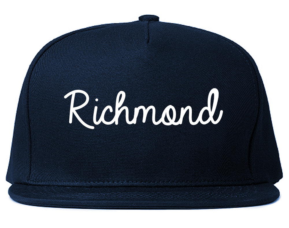 Richmond Michigan MI Script Mens Snapback Hat Navy Blue
