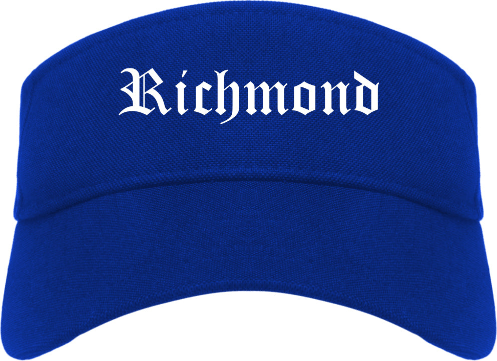Richmond Michigan MI Old English Mens Visor Cap Hat Royal Blue
