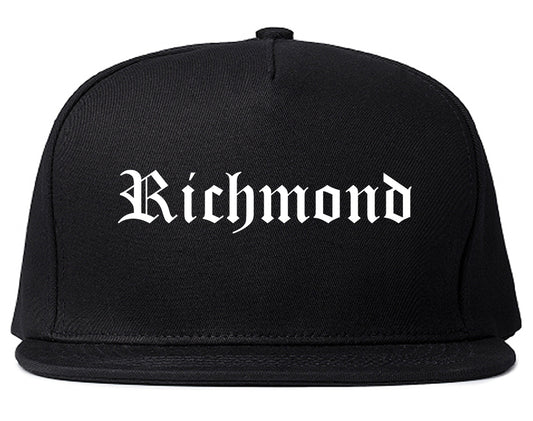 Richmond Texas TX Old English Mens Snapback Hat Black