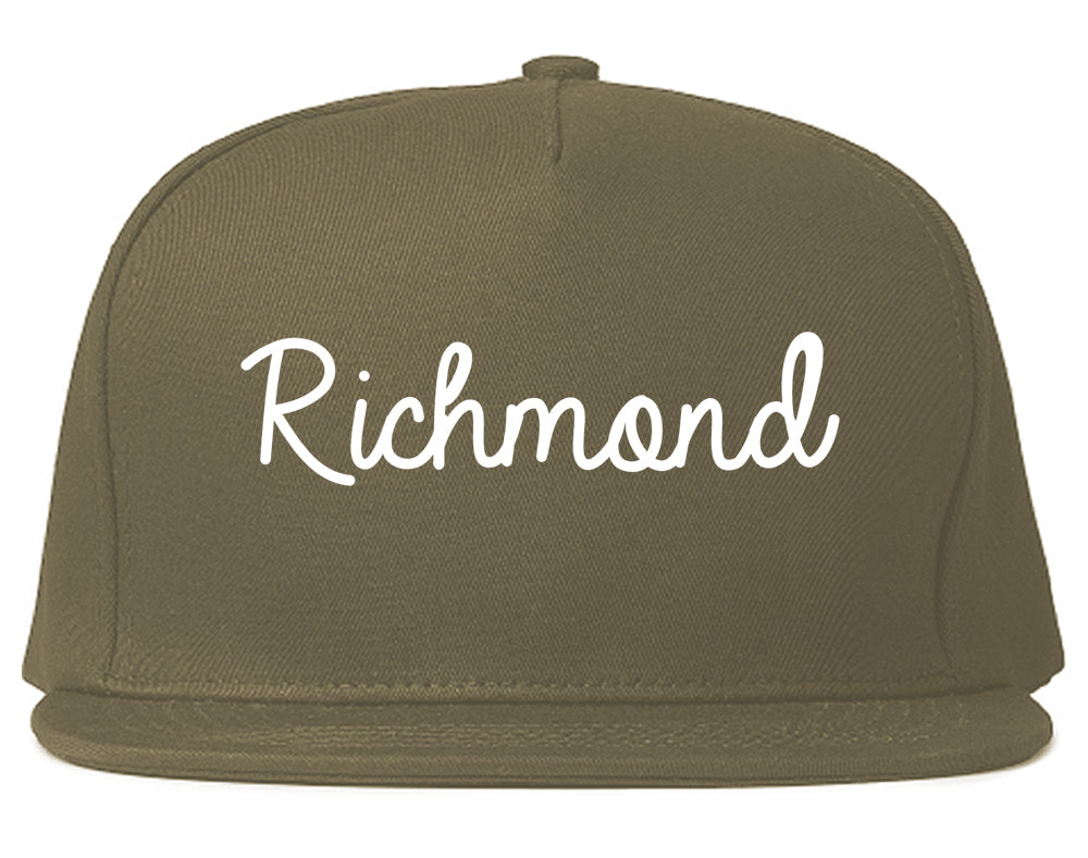 Richmond Texas TX Script Mens Snapback Hat Grey