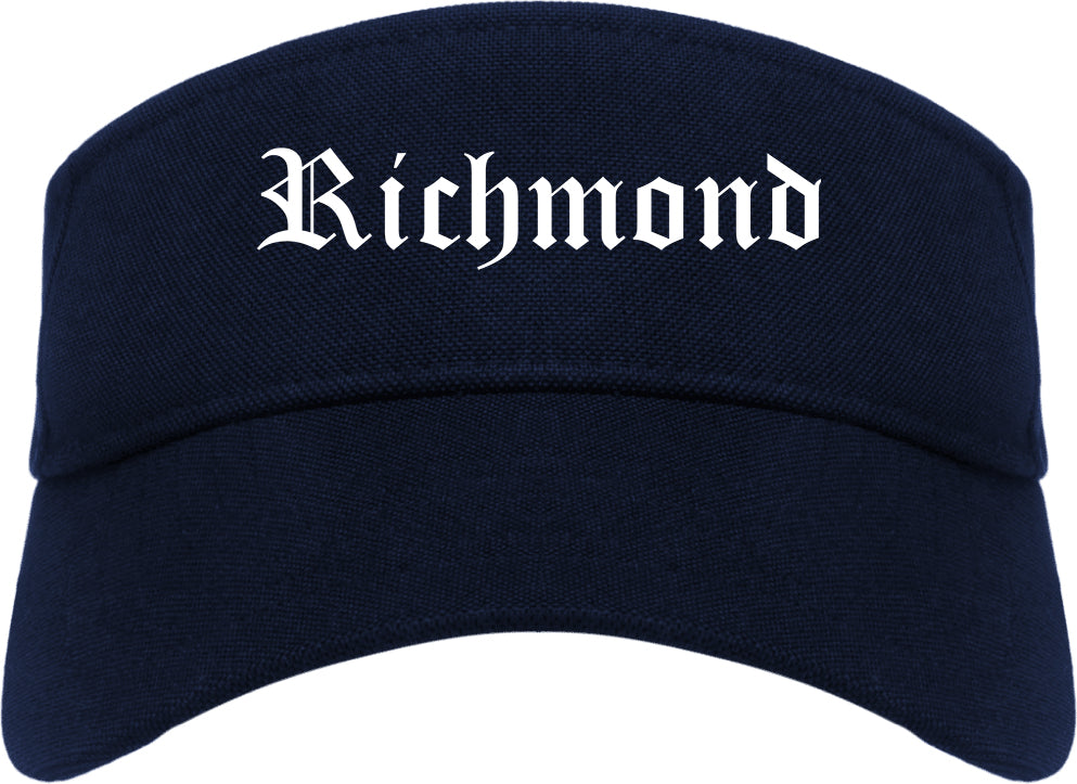 Richmond Texas TX Old English Mens Visor Cap Hat Navy Blue